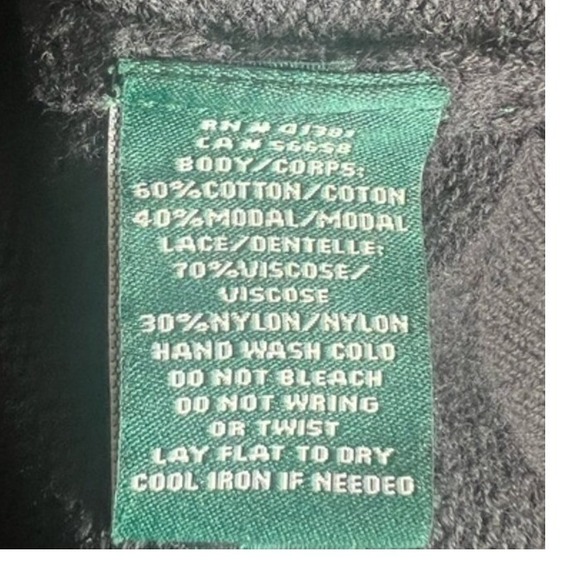 Lauren Ralph Lauren Sweater S Black Good Lace‎ Yoke Cotton Modal Crew Neck - Picture 4 of 4